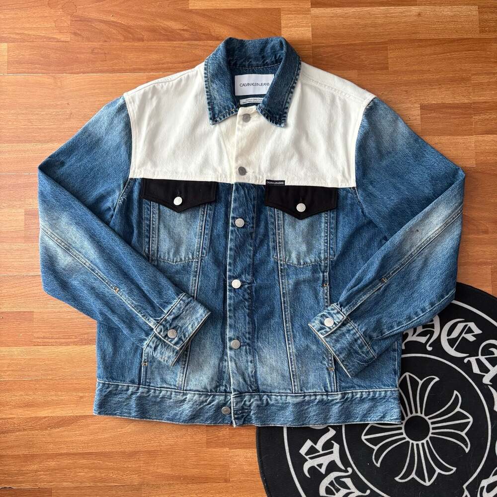 Calvin Klein Jeans Premium Italian Denim Colorblock Trucker Jacket